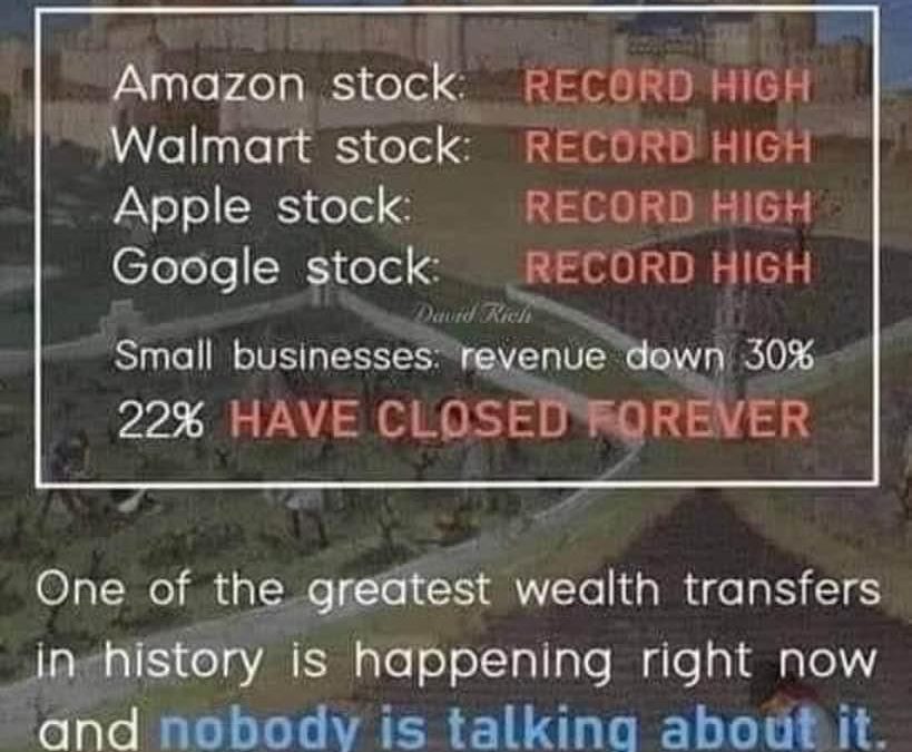 Meme – “Booming Corporations vs Small Business Closings”